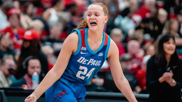 Ally Timm celebrates after knocking down a three