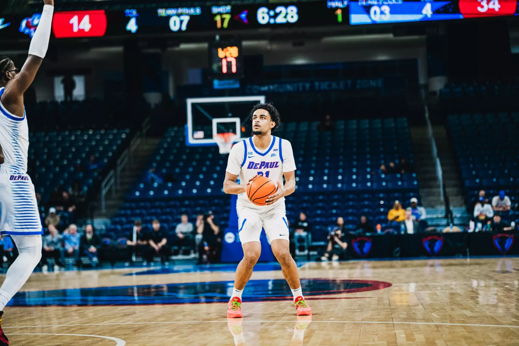 Theo Pierre-Justin attempts a three versus Garder-Webb.