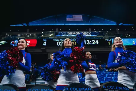 DePaul Cheer at a Men's Basketball game
