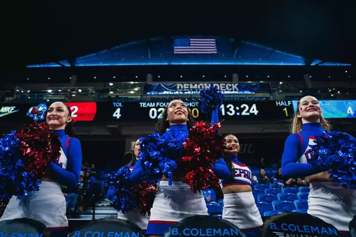 DePaul Cheer at a Men's Basketball game