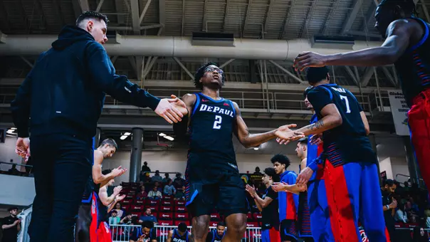 layden blocker high fives during intros