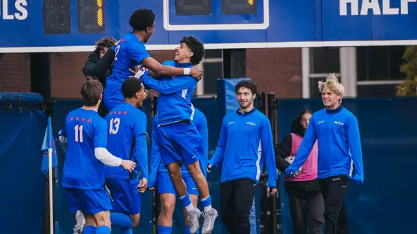MSOC celebration following a goal by Jordan Clagette