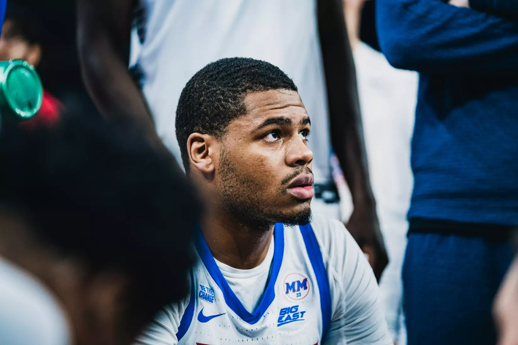 NJ Benson in the huddle