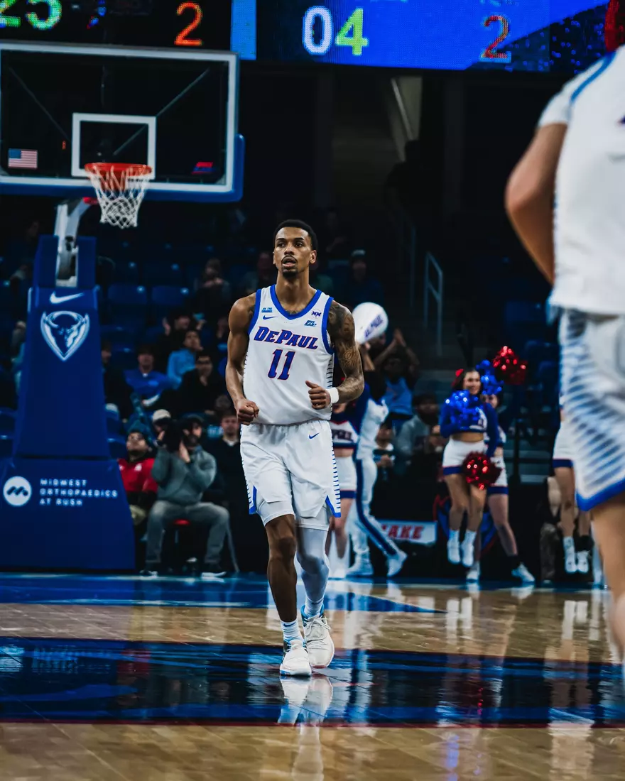 CJ Gunn gets back on the defense after an offensive effort.