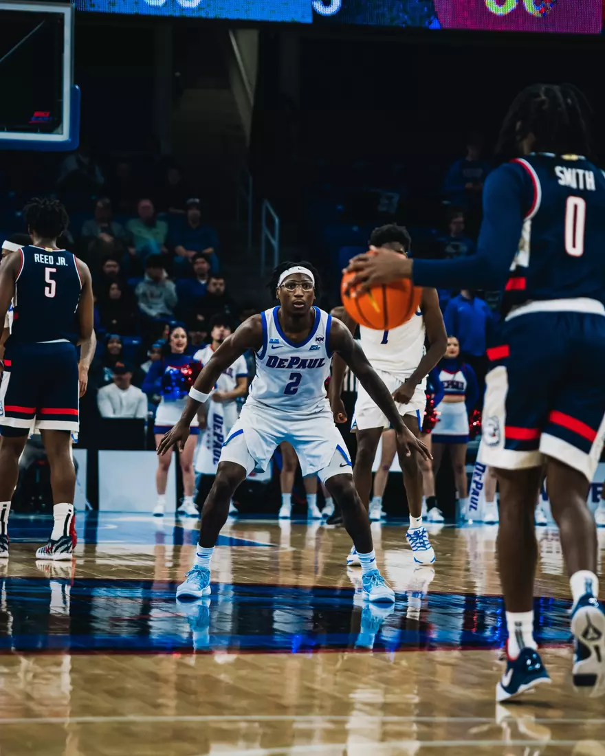 Layden Blocker readies himself for a defensive stand.