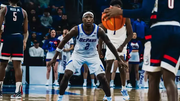 Layden Blocker readies himself for a defensive stand.