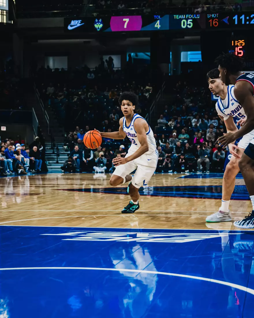 Kruz McClure enters an open lane for a chance at the rim.
