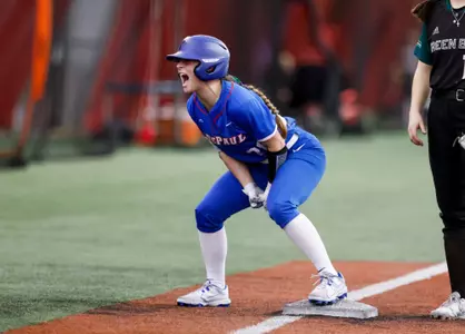 Addison Talbot exclaims after a game-winning run