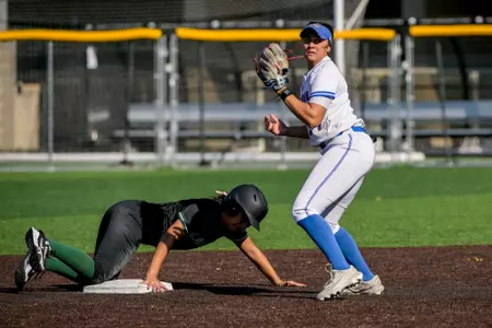 Bibianna Rodriguez looks to make a double play from second base