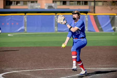 Katey Pierce winds up to throw a pitch