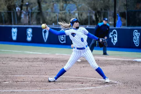Bella Nigey pitching at Villanova Softball Complex