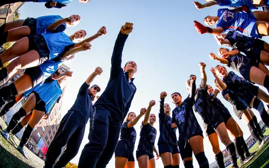 Women's Soccer Huddle w Michele