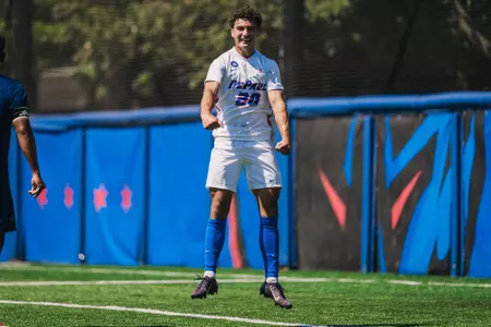 Keagan Pace celebrates a goal versus Chicago State
