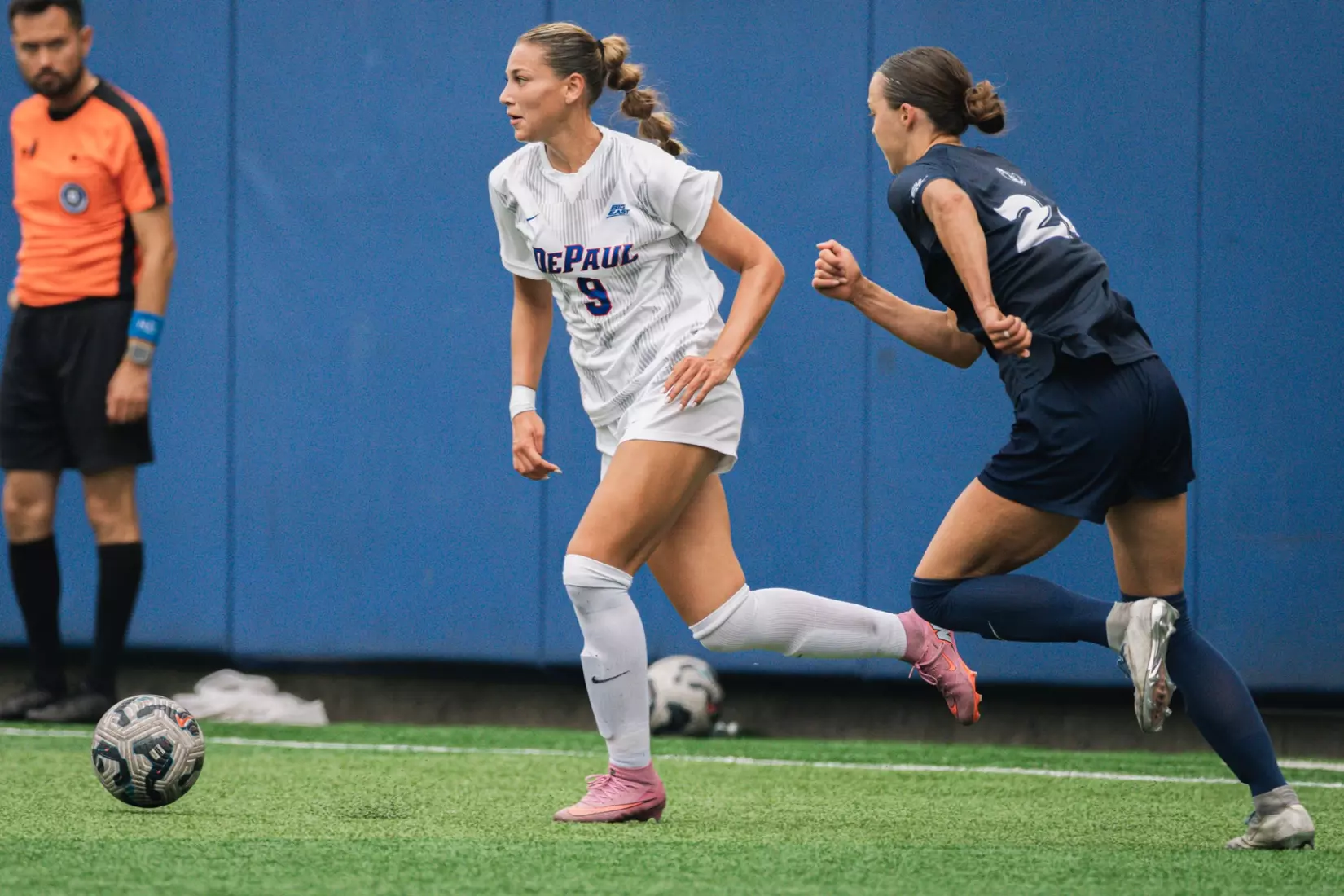 Graduate forward Sierra Gonzales glides past her defender.