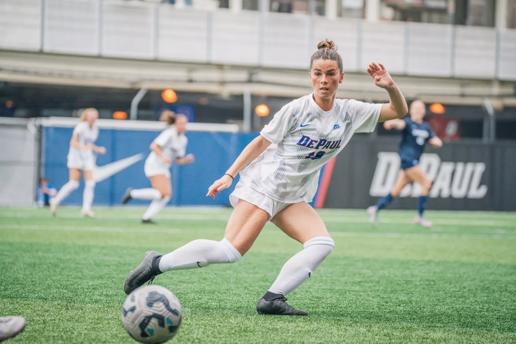 Standout midfielder Mia Veldman cuts off an opposing passing lane.