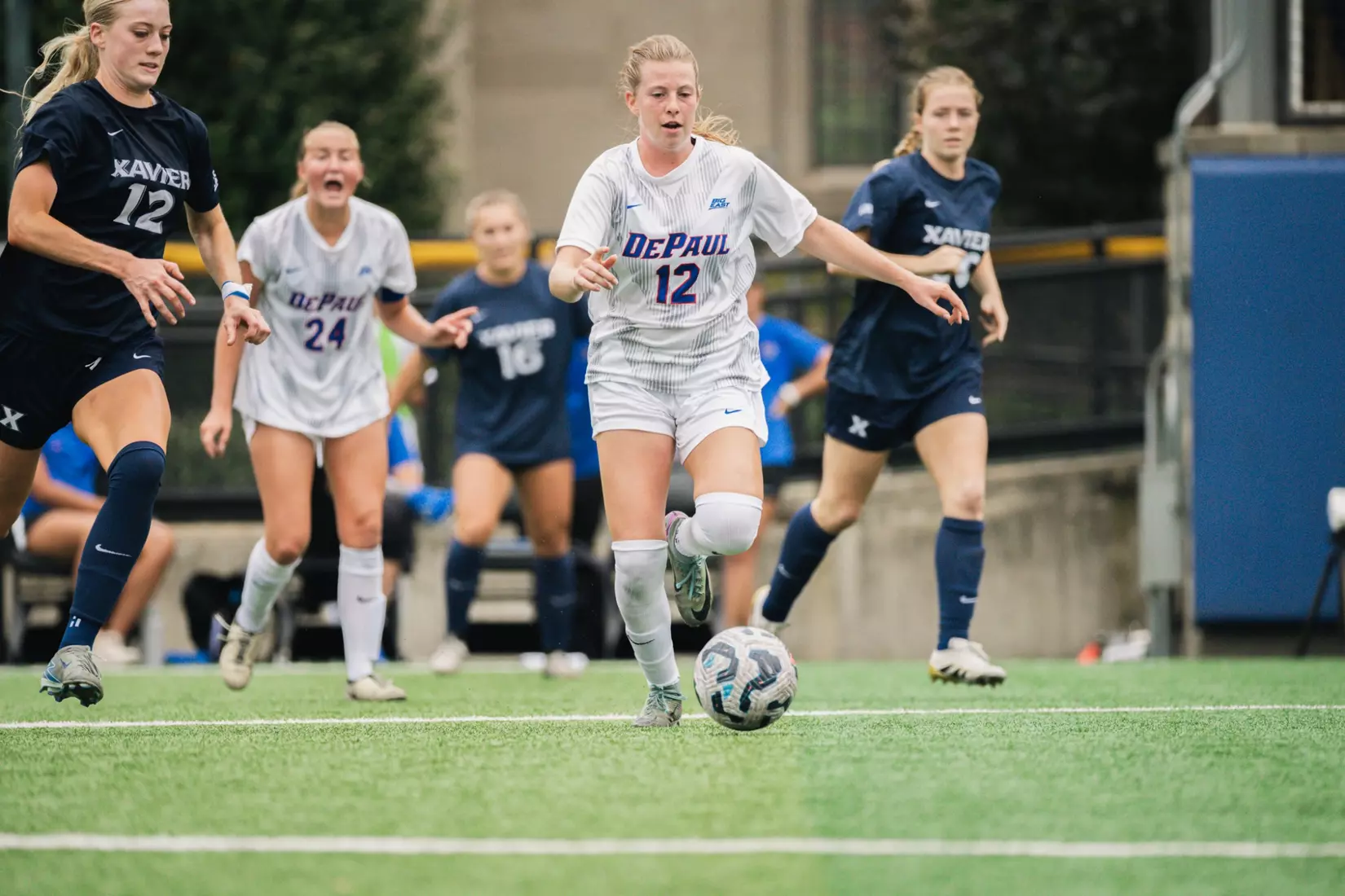 Freshman Sierra Bennett looks to progress the ball forward.