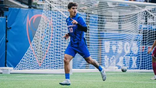 Noeh Hernandez celebrates a goal versus Loyola.