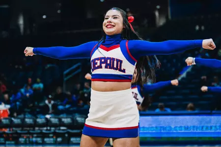 DePaul Cheer Leah Soto performs at WBB Jan. 10 2026