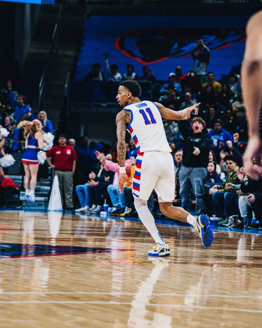 CJ Gunn celebrating after sinking another triple.