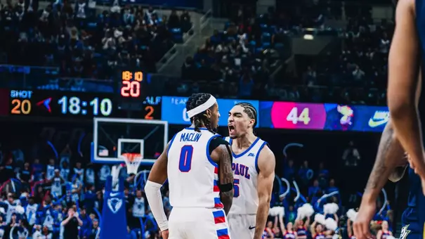 Brandon Maclin and RJ Smith celebrating