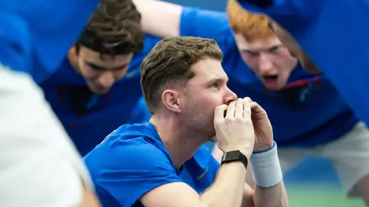 Sven Moser leads huddle