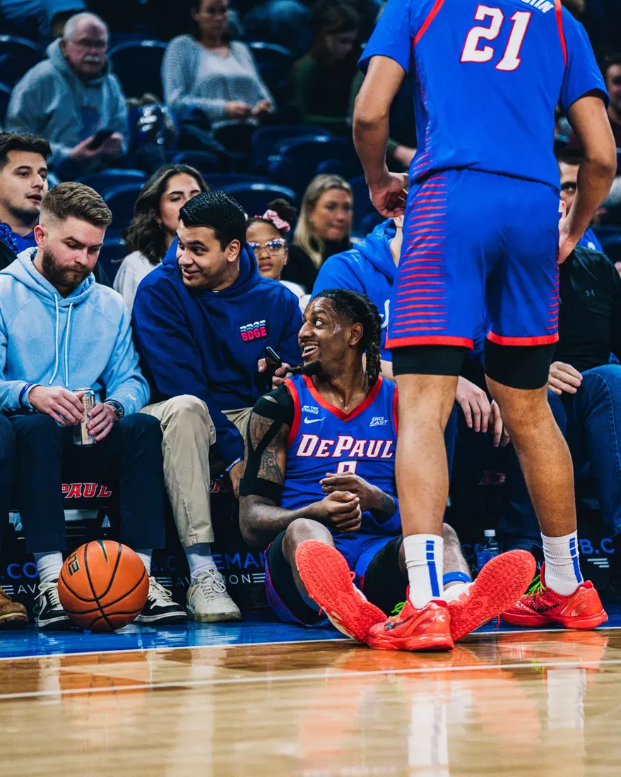 Brandon Maclin chops it up with the fans.
