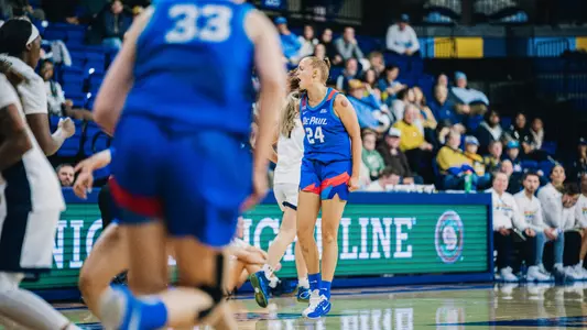 Ally Timm celebrates after a three