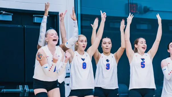 Volleyball bench celebrating