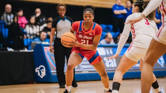 Natiah Nelson dribbles to the paint vs. Seton Hall