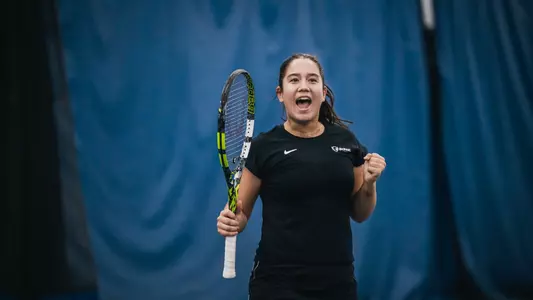 Sasha Stula celebrates after winning a big point