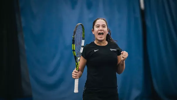Sasha Stula celebrates after winning a big point