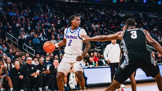 layden blocker dribbles the ball at Madison Square Garden during the BIG EAST Tournament