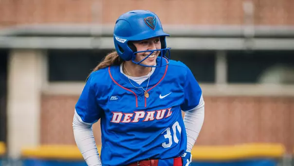 Brooke Cwick stands on base