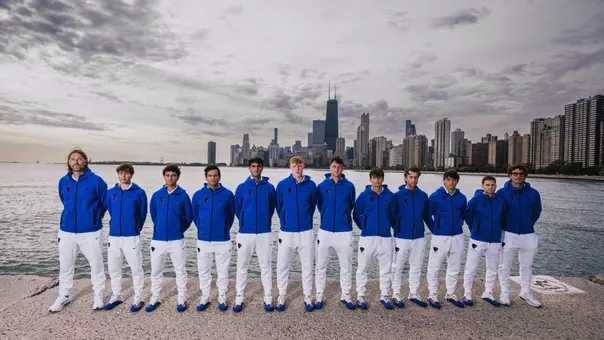 Men's tennis team photo lakefront