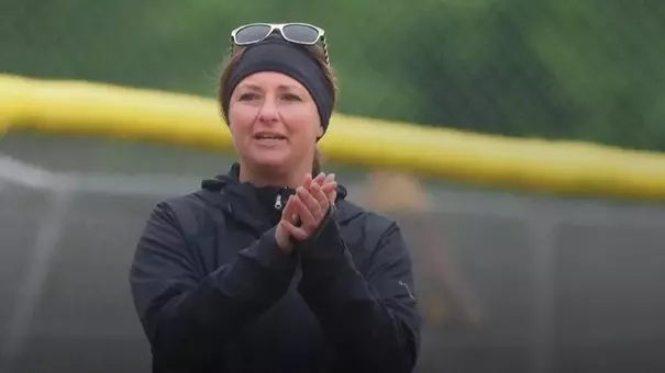 Erica Hanrahan encourages a batter