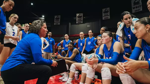 Volleyball team huddle