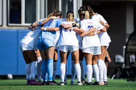 Women's soccer huddle