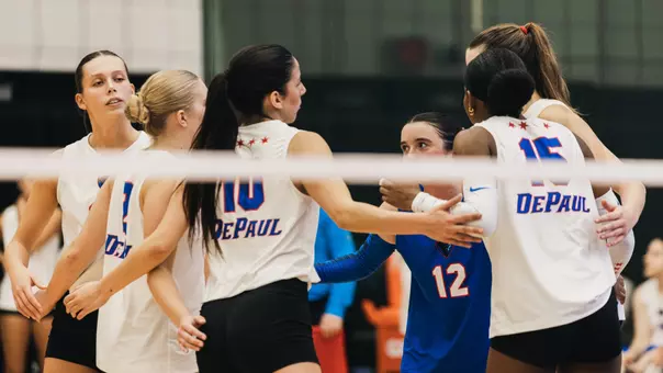 Volleyball team huddle