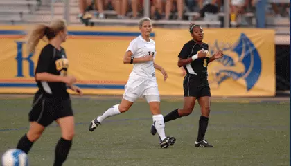 Athena Yiantsos and Kaitlin Bond Lead Women's Soccer Past Manhattan Image