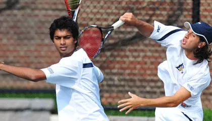 Manu Bajpai (left) and Nikoloz Kurdadze (right) won in singles and doubles play.