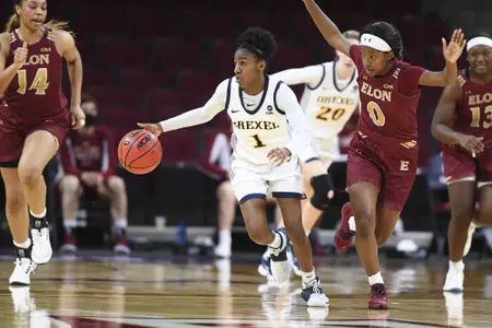 Drexel takes on Elon on day two of the 2021 CAA WomenÕs Basketball Championship at the Schar Center on Thursday, March 11, 2021 in Elon, North Carolina.