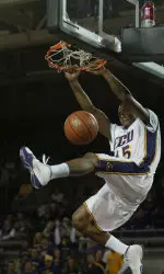 Jeremy Ingram scored 11 points in the first half, including two on a breakaway dunk, against Saint Paul's.