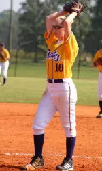 Junior Kelli Harrell turned in a brilliant performance on the mound against Liberty as she went the distance while striking out 13 batters.