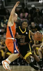 Brock Young drives to the basket in the second half.