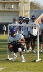 ECU wide receivers participate in drills Wednesday