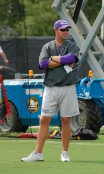 Head coach Skip Holtz oversees the Pirates' first practice of the 2007 season.