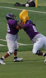 ECU practiced in full pads for the first time in preseason camp Tuesday night.
