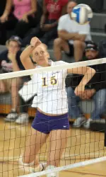 Junior outside hitter Melissa Zentner tied for the team lead in kills with 12
