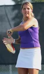 Luiza Borges notched a singles and doubles win against Richmond Wednesday.
