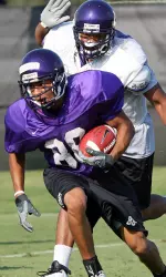 True freshman WR Jacobi Jenkins makes a catch early during Monday's workout.